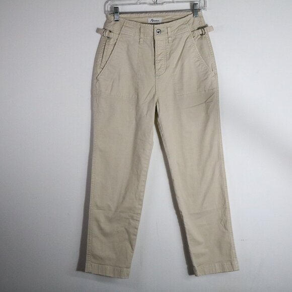 Rowan Jalen Utility Trouser Womens 26 Bone Ankle Cotton Stretch Utility Neutral - Picture 1 of 6